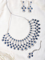 Zircon and Crystal Stone Necklace Set with Maang Tikka