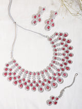 Zircon and Crystal Stone Necklace Set with Maang Tikka