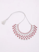 Zircon and Crystal Stone Necklace Set with Maang Tikka