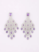 Royal Purple American Diamond Bridal Necklace Set with Maang Tikka