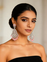 Sea Green American Diamond Statement Earrings