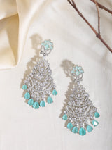 Sea Green American Diamond Statement Earrings