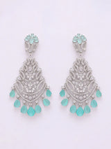 Sea Green American Diamond Statement Earrings