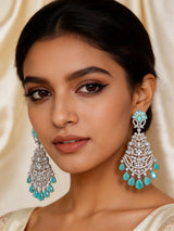 Sea Green American Diamond Statement Earrings