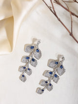 Pink American Diamond Leaf Earrings for Festive Occasions