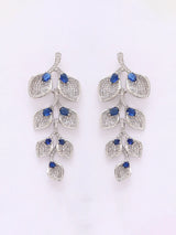 Pink American Diamond Leaf Earrings for Festive Occasions