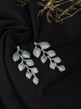 Pink American Diamond Leaf Earrings for Festive Occasions
