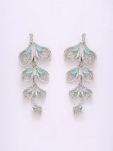 Pink American Diamond Leaf Earrings for Festive Occasions