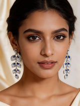 Pink American Diamond Leaf Earrings for Festive Occasions