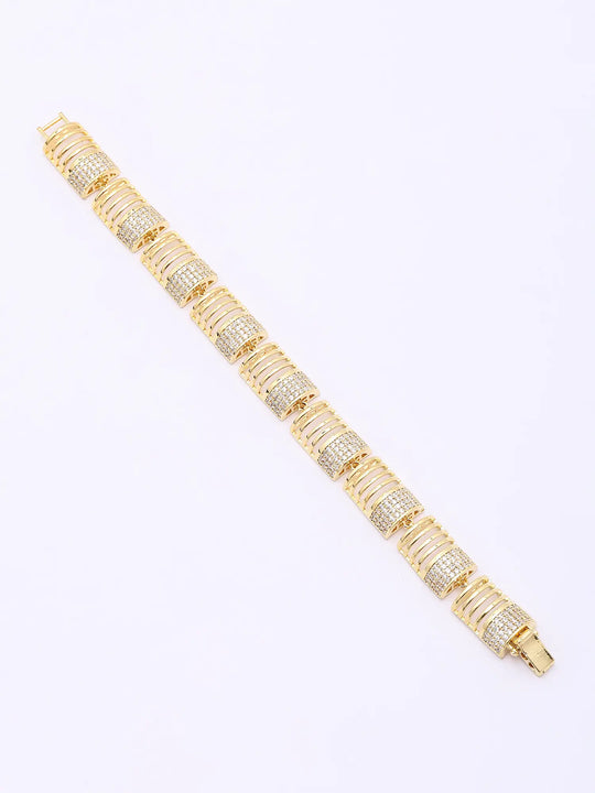 Ribbed Panel American Diamond Bracelet