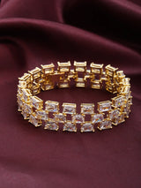 Geometric American Diamond Silver Tone Bracelet