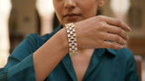 Geometric American Diamond Silver Tone Bracelet