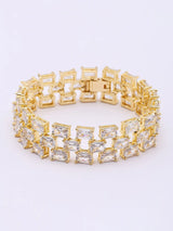 Geometric American Diamond Silver Tone Bracelet