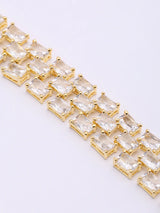 Geometric American Diamond Silver Tone Bracelet