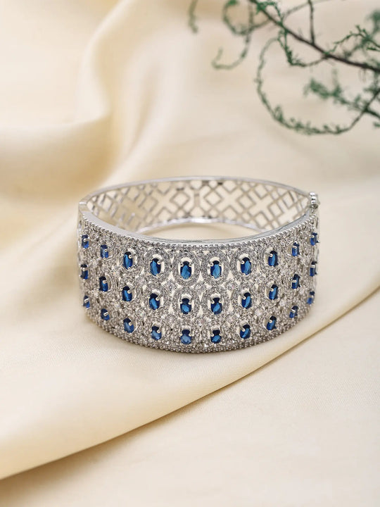 Polychrome American Diamond Stone Studded Cuff Bracelet