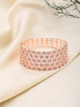 Rose Gold Floral American Diamond Cuff Bracelet