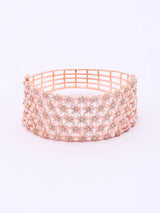 Rose Gold Floral American Diamond Cuff Bracelet