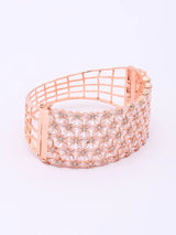 Rose Gold Floral American Diamond Cuff Bracelet
