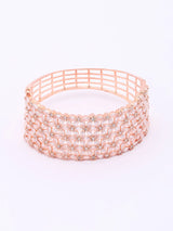 Rose Gold Floral American Diamond Cuff Bracelet