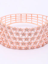 Rose Gold Floral American Diamond Cuff Bracelet