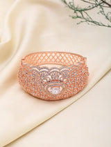 Rose Gold Finish American Diamond Stone Studded Cuff Bracelet