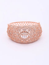 Rose Gold Finish American Diamond Stone Studded Cuff Bracelet