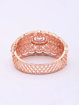 Rose Gold Finish American Diamond Stone Studded Cuff Bracelet