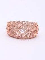 Rose Gold Finish American Diamond Stone Studded Cuff Bracelet
