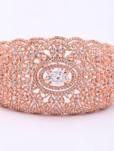 Rose Gold Finish American Diamond Stone Studded Cuff Bracelet