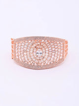 Rose Gold Sunburst American Diamond Cuff Bracelet