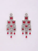 Rose Pink Square Cut Crystal Multi Strand Bridal Necklace Set