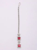 Rose Pink Square Cut Crystal Multi Strand Bridal Necklace Set