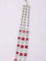 Rose Pink Square Cut Crystal Multi Strand Bridal Necklace Set
