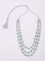 Rose Pink Square Cut Crystal Multi Strand Bridal Necklace Set