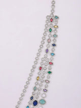 Multi-Strand Cubic Zirconia Brass Bridal Necklace Set with Earrings