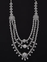 Dark Pink Floral Multi Strand Bridal Necklace Set in Brass