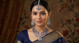 Blue and Purple Multi-Strand American Diamond Bridal Necklace Set