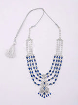Blue and Purple Multi-Strand American Diamond Bridal Necklace Set