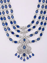 Blue and Purple Multi-Strand American Diamond Bridal Necklace Set