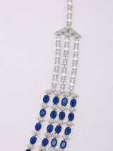 Blue and Purple Multi-Strand American Diamond Bridal Necklace Set