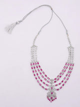 Blue and Purple Multi-Strand American Diamond Bridal Necklace Set
