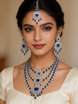 Multi-Strand Brass Necklace Set with Maang Tikka