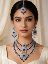 Multi-Strand Brass Necklace Set with Maang Tikka