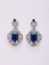 Blue and Pink Stone Studded Brass Necklace Set with Earrings