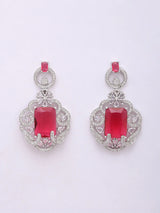 Blue and Pink Stone Studded Brass Necklace Set with Earrings