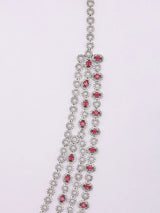 Cubic Zirconia Multi Strand Bridal Necklace Set with Maang Tikka