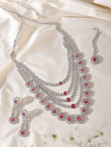 Oval Stone Studded Multi Strand Necklace Set with Maang Tikka