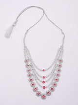 Oval Stone Studded Multi Strand Necklace Set with Maang Tikka