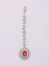 Oval Stone Studded Multi Strand Necklace Set with Maang Tikka