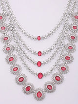 Oval Stone Studded Multi Strand Necklace Set with Maang Tikka